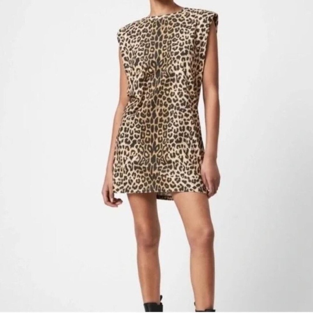 All Saints Coni Yellow Leopard Tank Dress Sz: Small